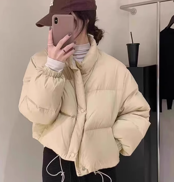 Stand Collar Cut Out Puffer Jacket